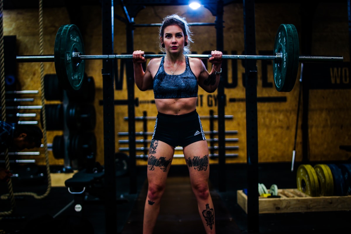 Athlete performing muscle building exercise